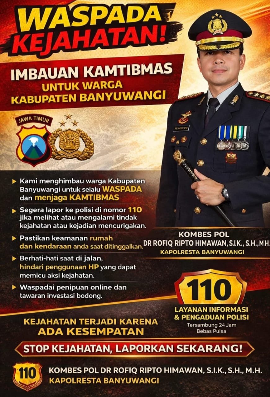 Siaga 24 Jam, Kapolresta Banyuwangi Minta Warga Jangan Ragu Lapor ke Call Center 110